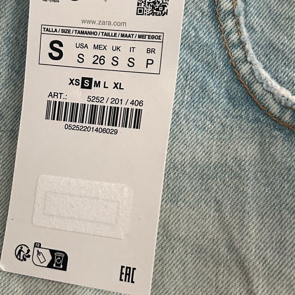 ZARA Crop Top Size Small Denim Sleeveless Raw Hem New with tags - Picture 6 of 11